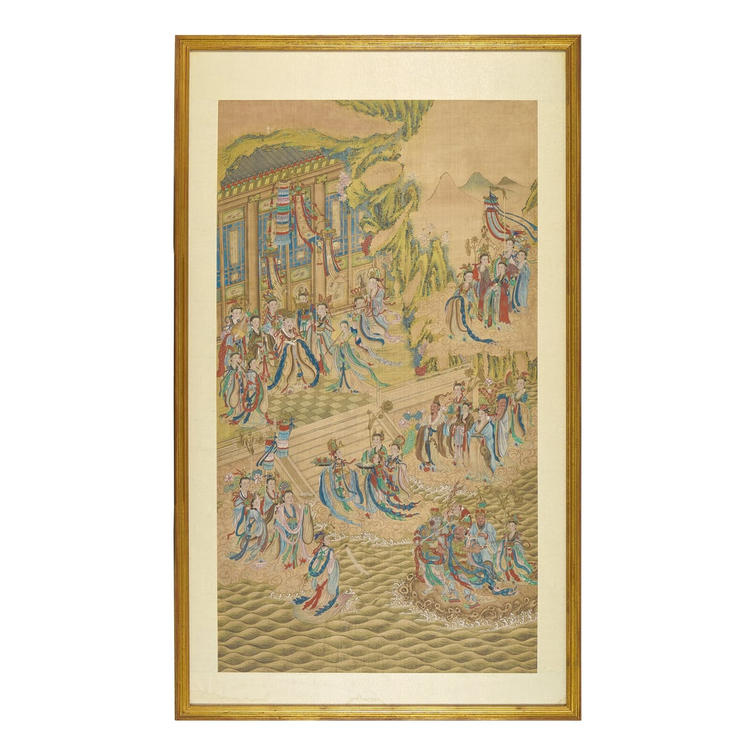 A Large Chinese Ink and Color on Silk 'Immortal' Painting, Late 19th-Early 20th Century: A Large Chinese Ink and Color on Silk 'Immortal' Painting, Late 19th-Early 20th Century 清晚期 絹本設色鏡框水陸畫 Ink and color 