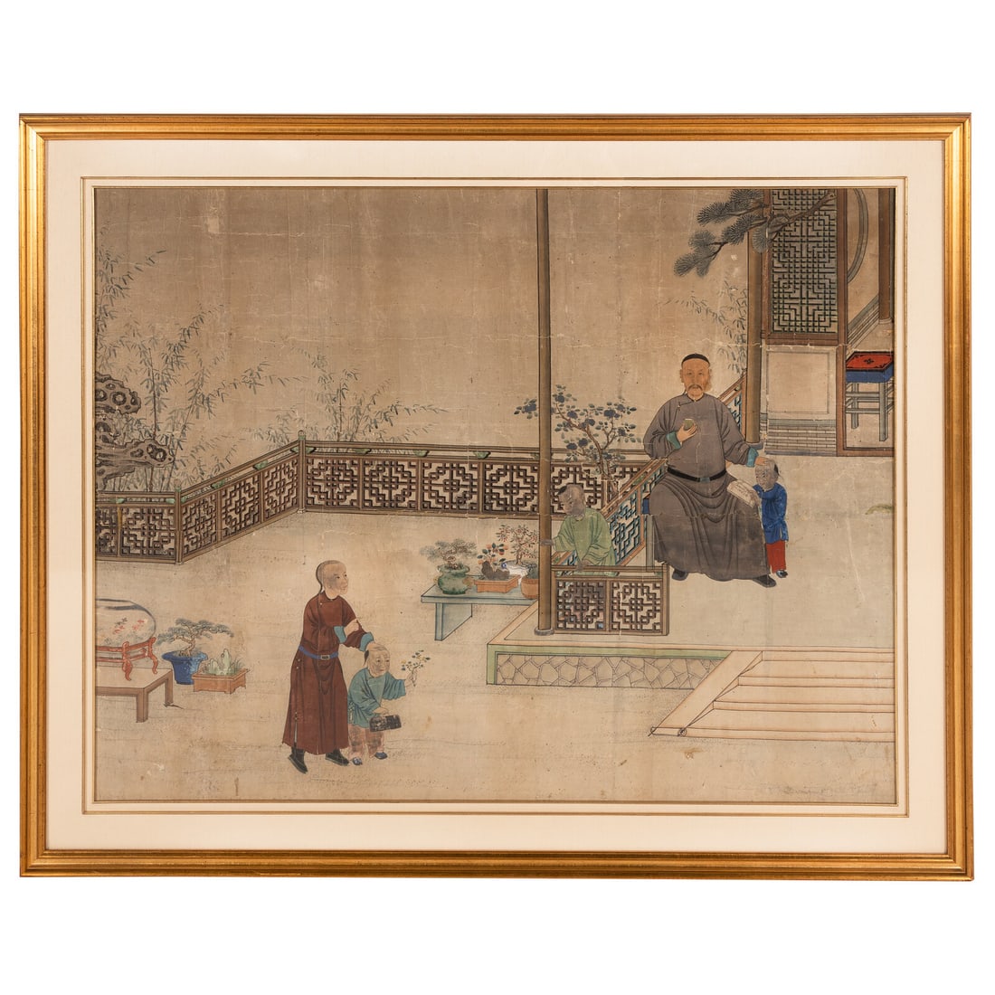 A Chinese Painting of a Scholar’s Studio Scene, 19th Century (1 of 3)