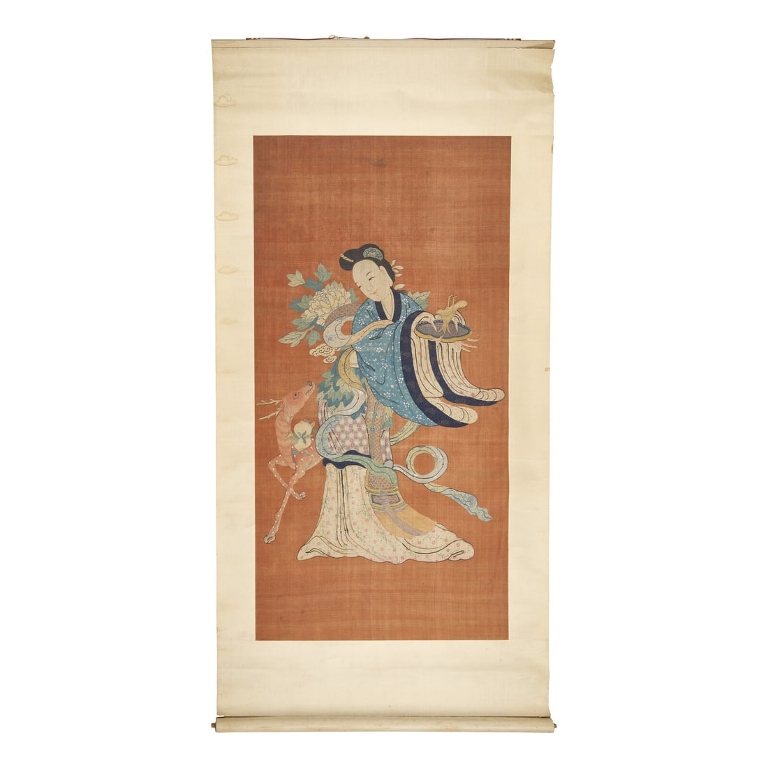 A Chinese Kesi Figural Tapestry Depicting a Meiren with Deer, 19th Century (1 of 2)