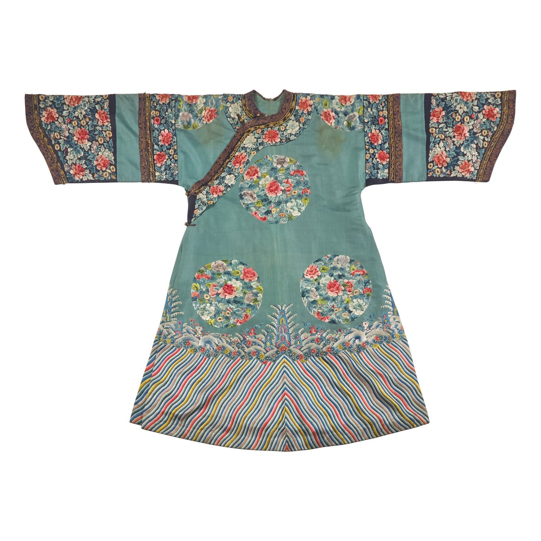 A Chinese Green Gauze Embroidered Lady's Informal Robe, Jifu, 19th Century (1 of 3)