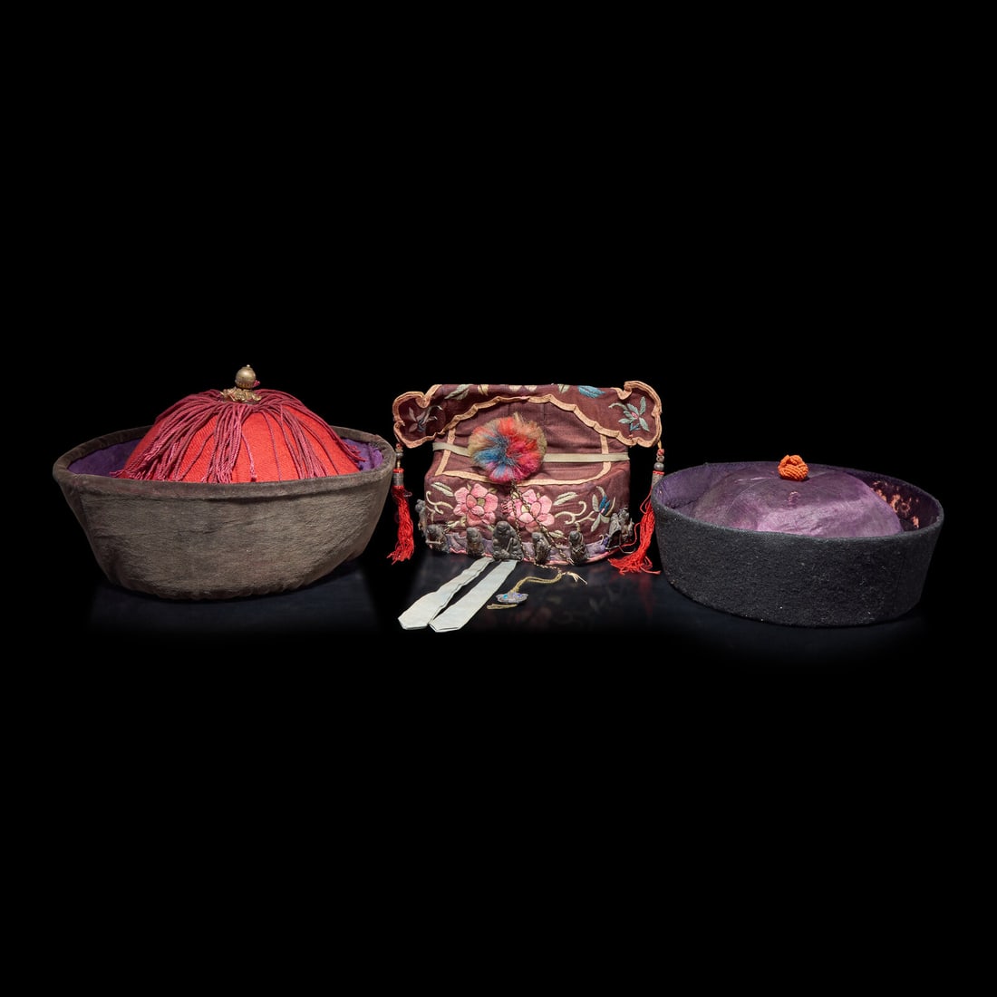 Three Chinese Silk Hats, Late Qing Dynasty (1 of 2)