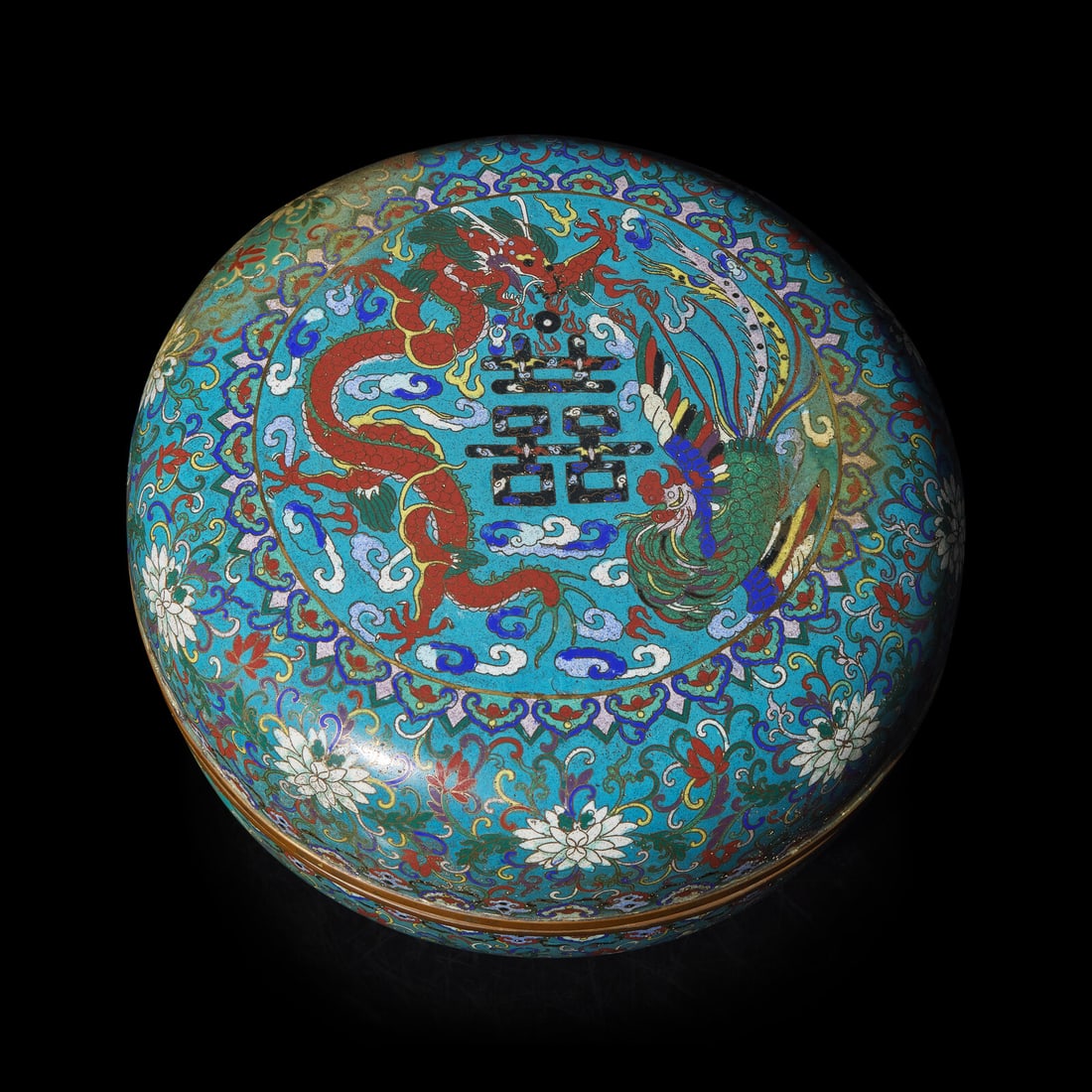 A Large Chinese Cloisonné Wedding Box, Late Qing to Early Republic Period (1 of 4)