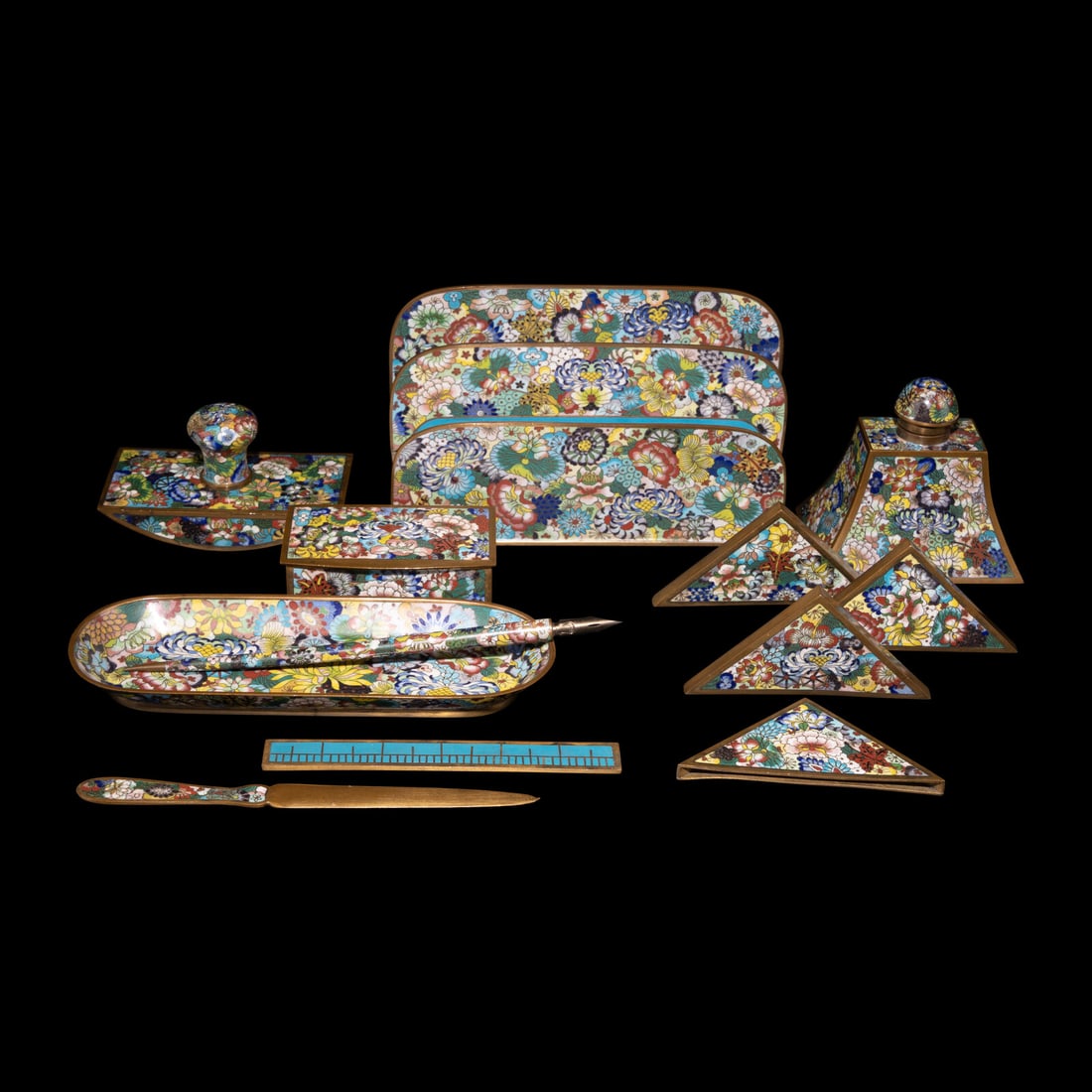 A Set of Chinese Cloisonné Enamel Scholar's Objects, 20th Century (1 of 5)