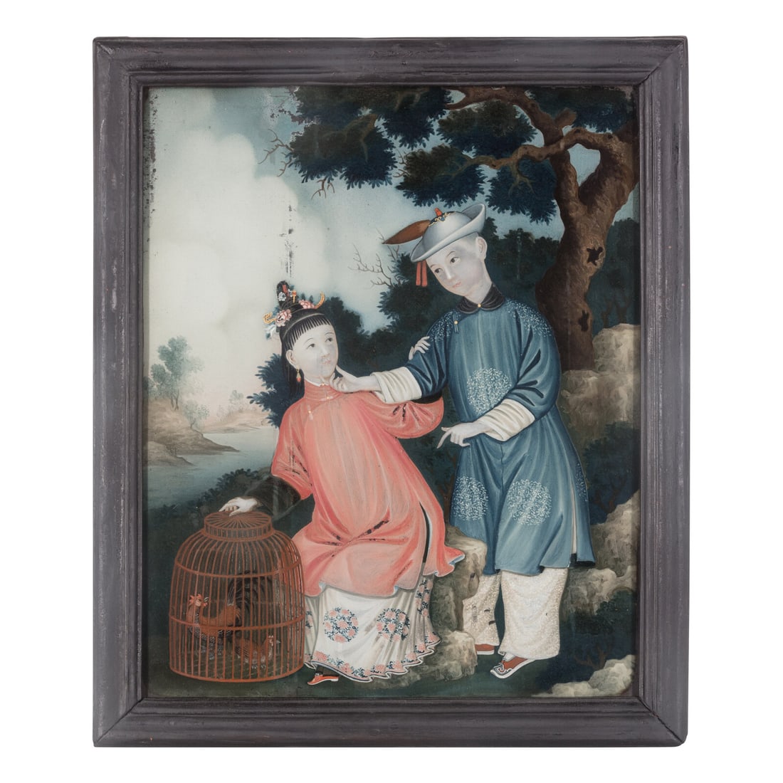 A Chinese Export Reverse Glass Painting, 19th Century (1 of 5)