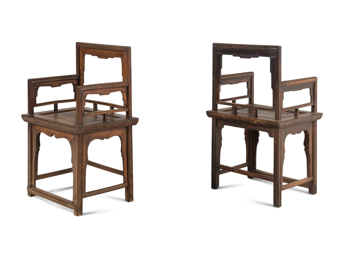 A Pair of Chinese Hardwood Lowback Armchairs, Meiguiyi, 19th-Early 20th Century (1 of 3)