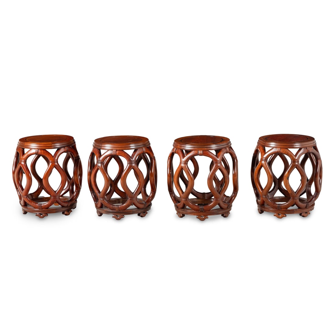 Four Chinese Hardwood Garden Stools, 20th Century (1 of 3)