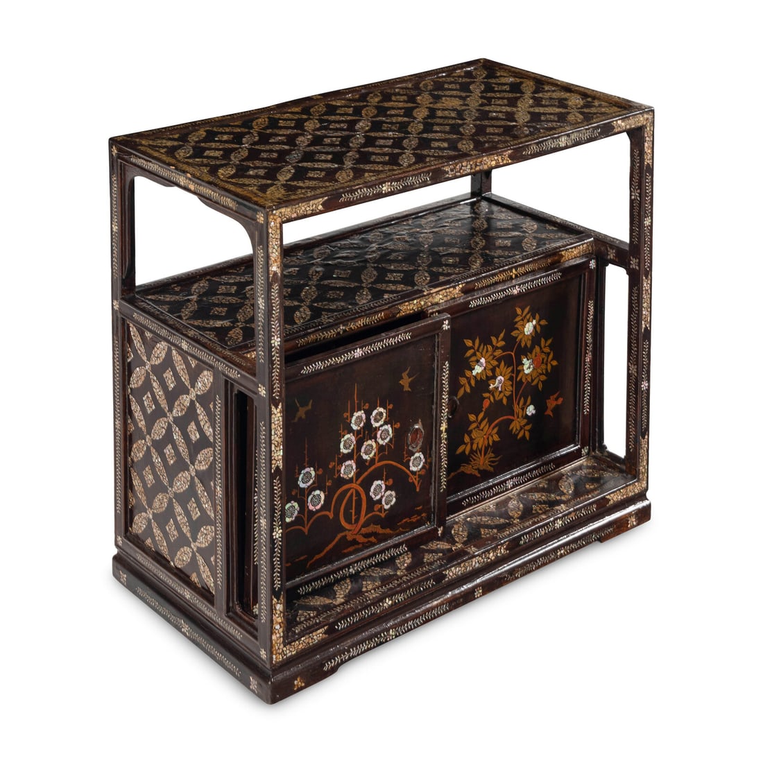 A Japanese Lacquered and Mother-of-Pearl-Inset Tea Ceremony Shelf, 19th Century (1 of 2)
