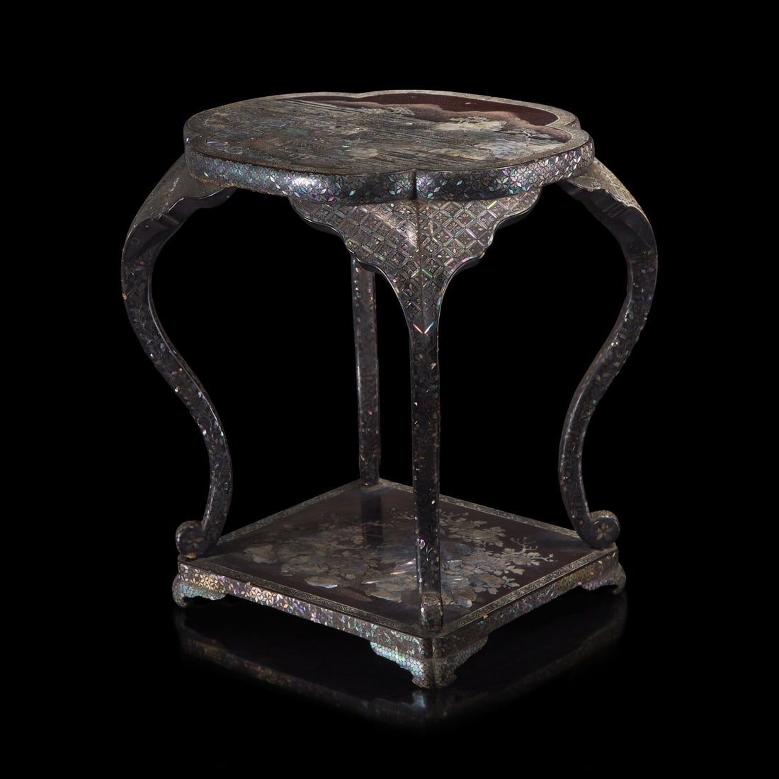 A Japanese or Ryuku Islands Mother of Pearl Inlaid Stand, Edo-Meiji Period (1 of 4)