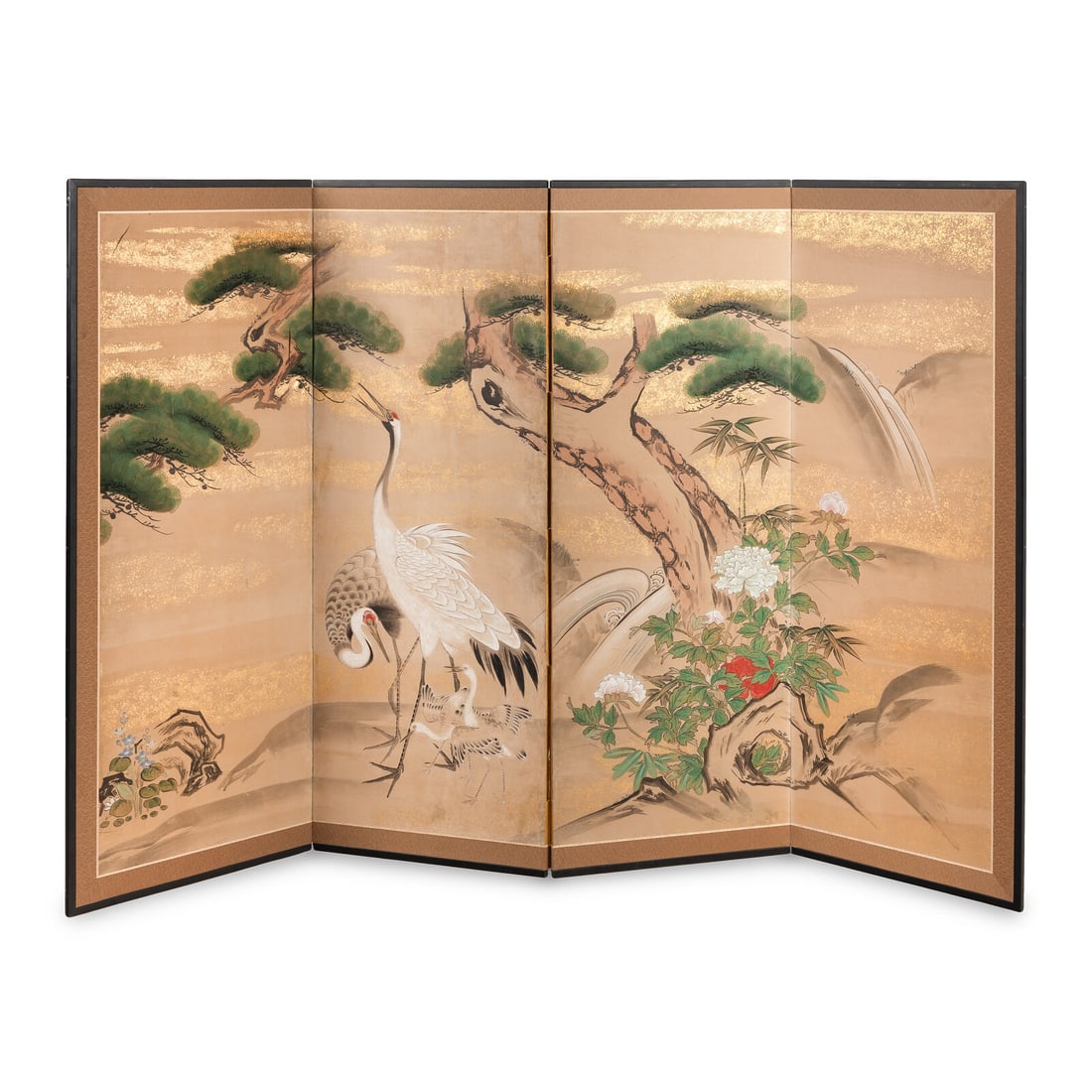 A Japanese Four-Paneled Folding Screen, 19th/20th Century (1 of 2)