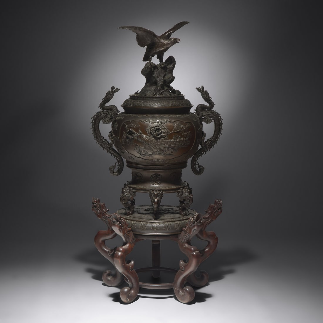 An Impressive and Very Large Japanese Patinated Bronze Koro, Meiji Period (1 of 6)
