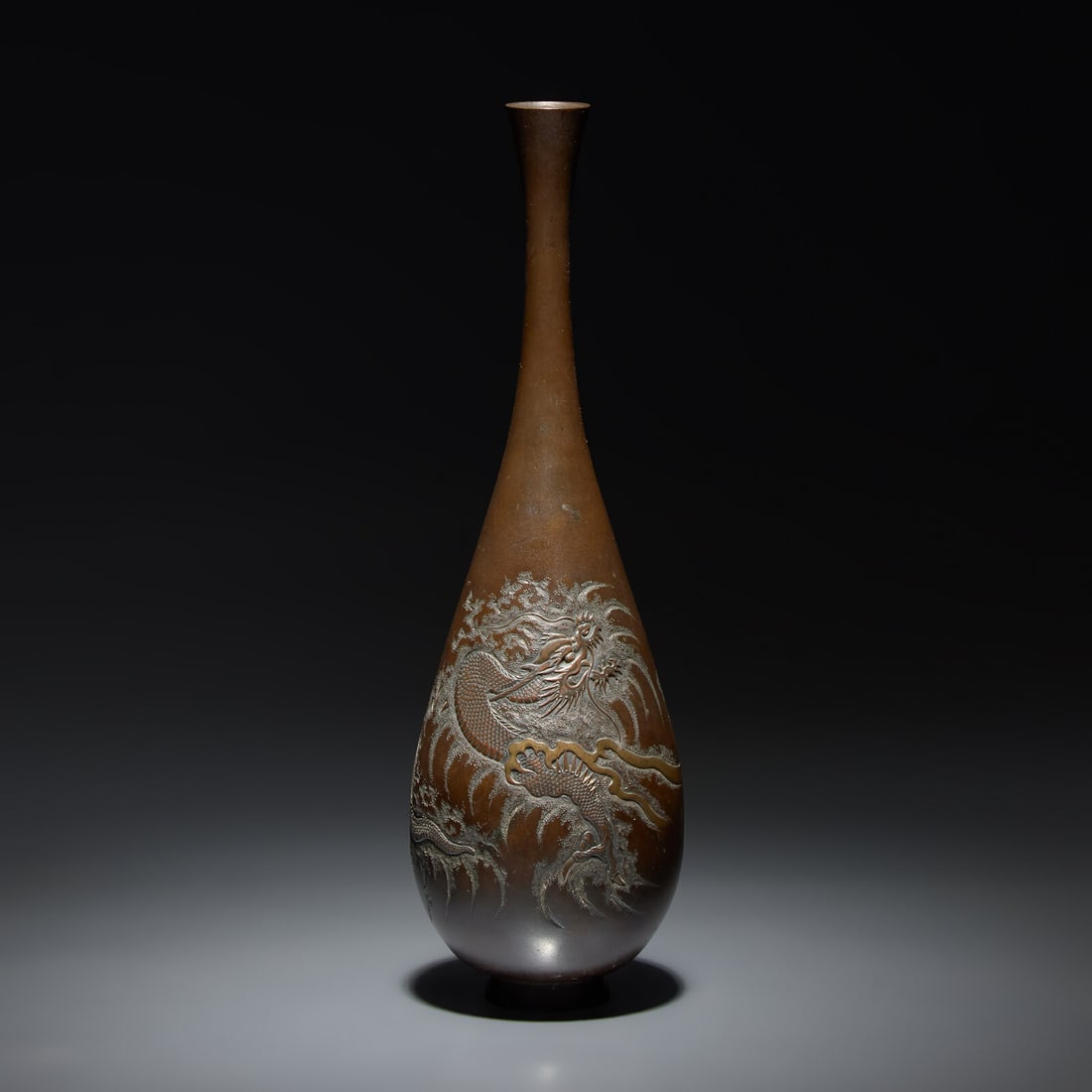 A Japanese Parcel Gilt Bronze "Dragon" Vase, signed, Meiji/Taisho Period (1 of 3)