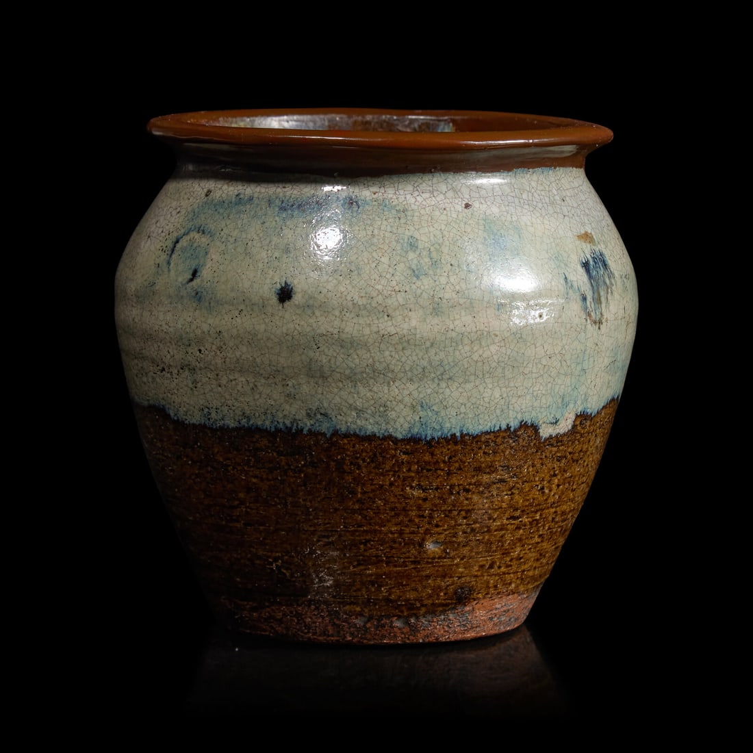 A Small Japanese Phosphatic-Glazed Water Jar Mizusashi, Probably 17th/18th Century (1 of 3)