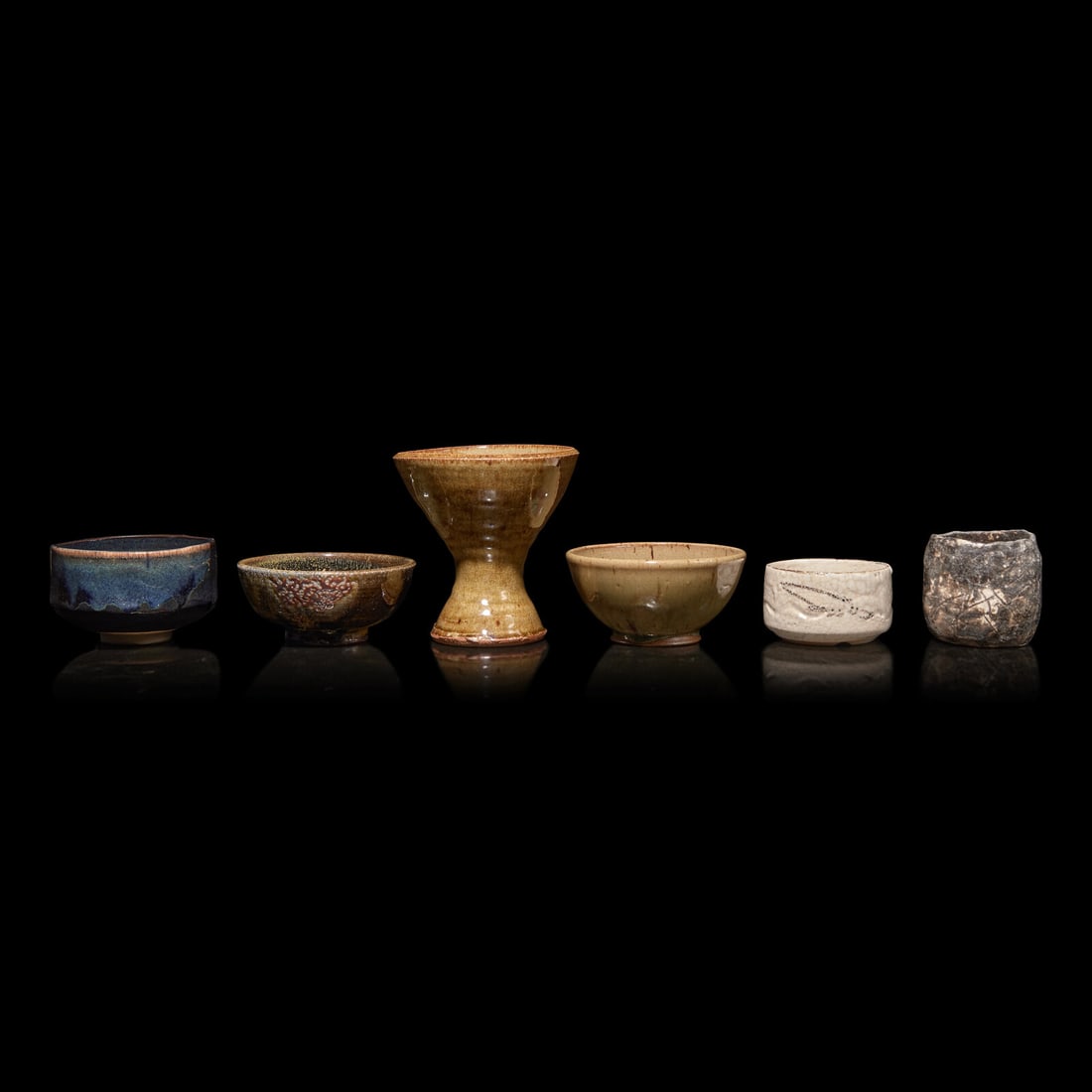 A Group of Three Modern Japanese Chawan, Two Bowls, and a Footed Vessel (1 of 3)