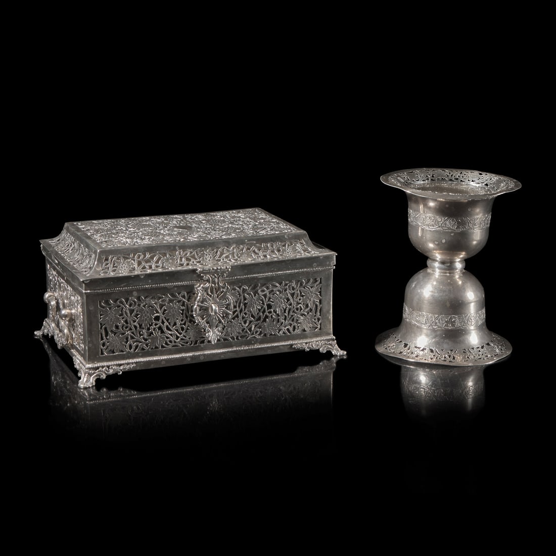 A British Colonial Style Silver Casket, and a Silver Lampstand (1 of 3)