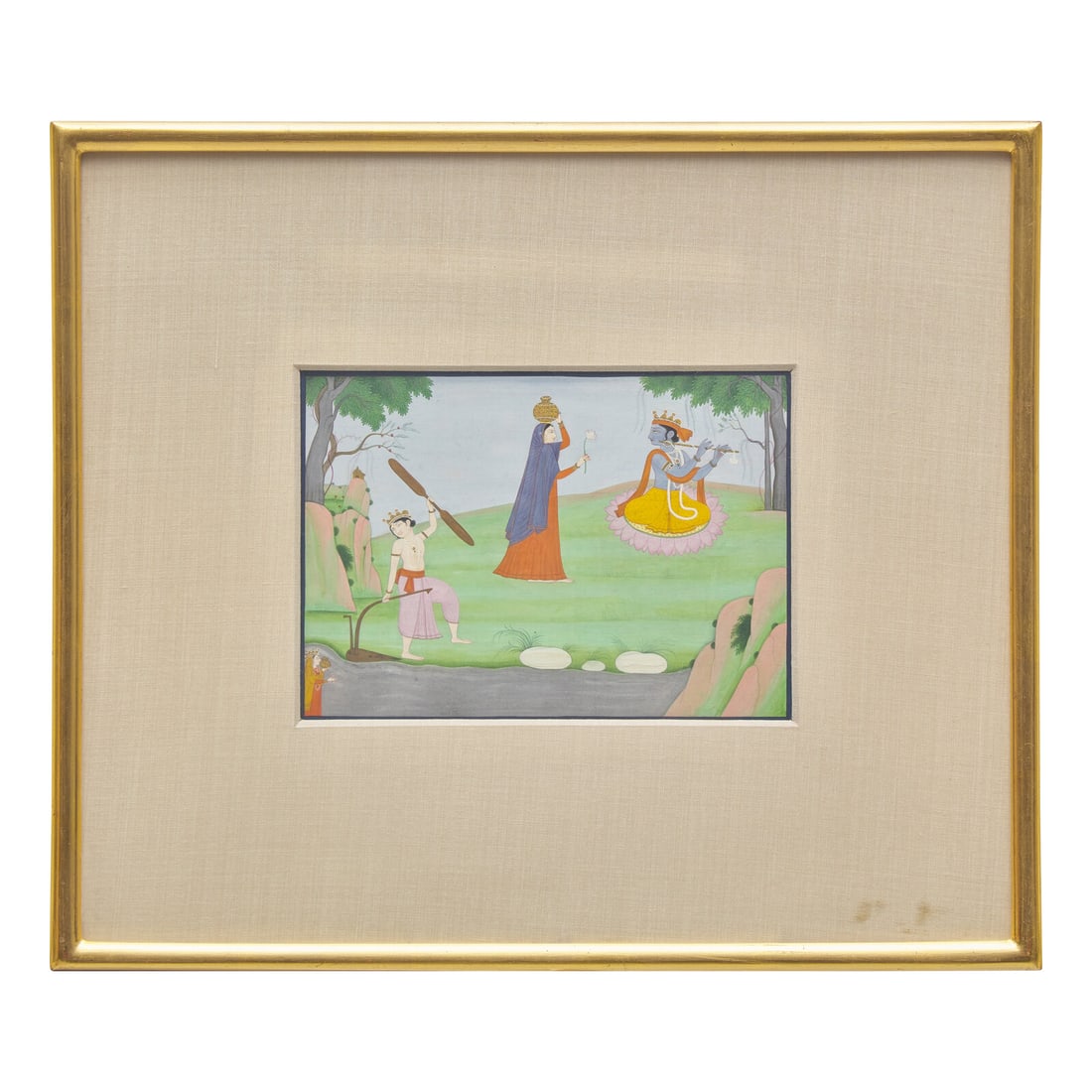 A Scene from the Dasavatara: Balarama Drawing Water for Krishna, India, Pahari Hills Style, Second: A Scene from the Dasavatara: Balarama Drawing Water for Krishna, India, Pahari Hills Style, Second Half of 19th Century 十九世紀下半葉 帕哈裡