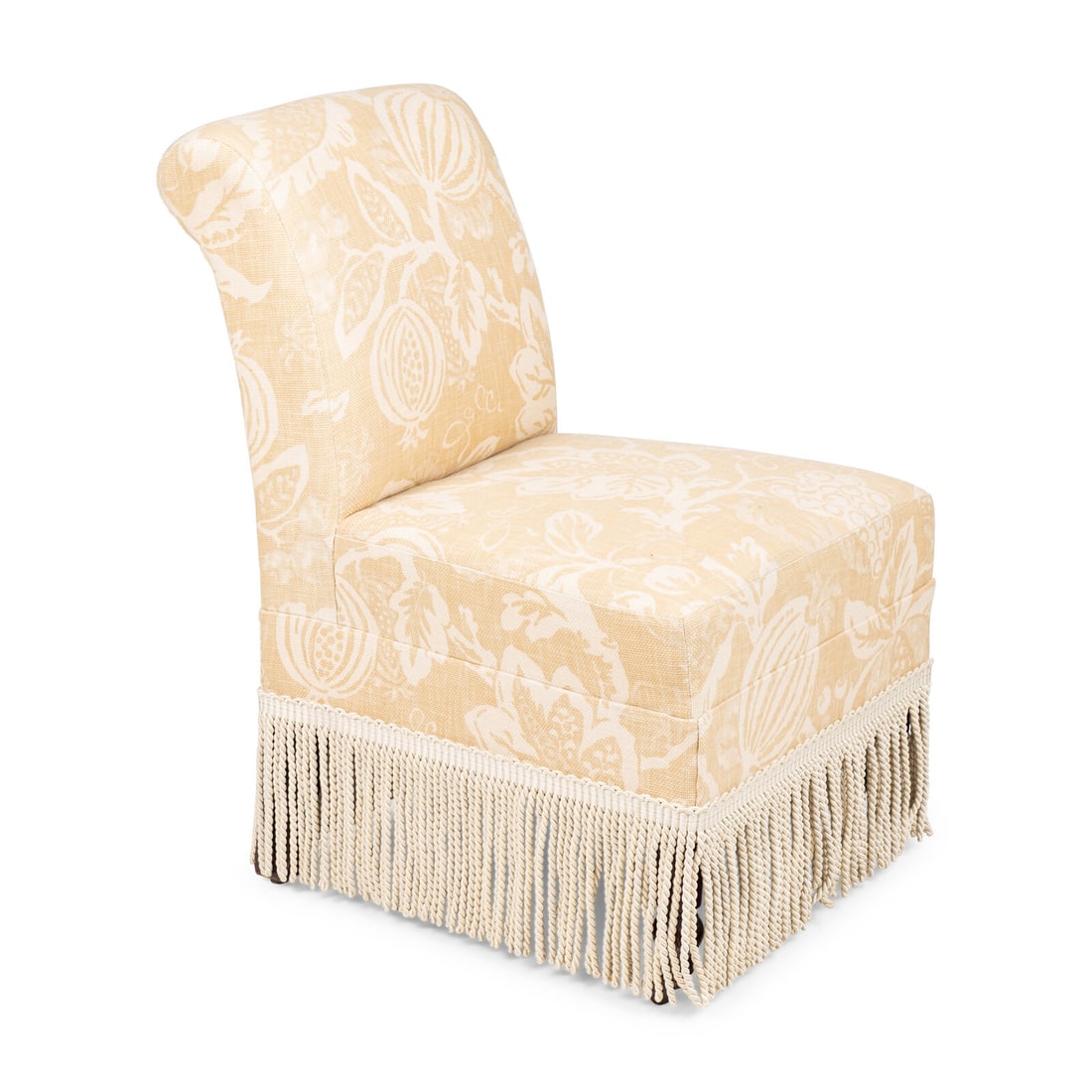 An Upholstered Slipper Chair with Bullion Fringe (1 of 4)
