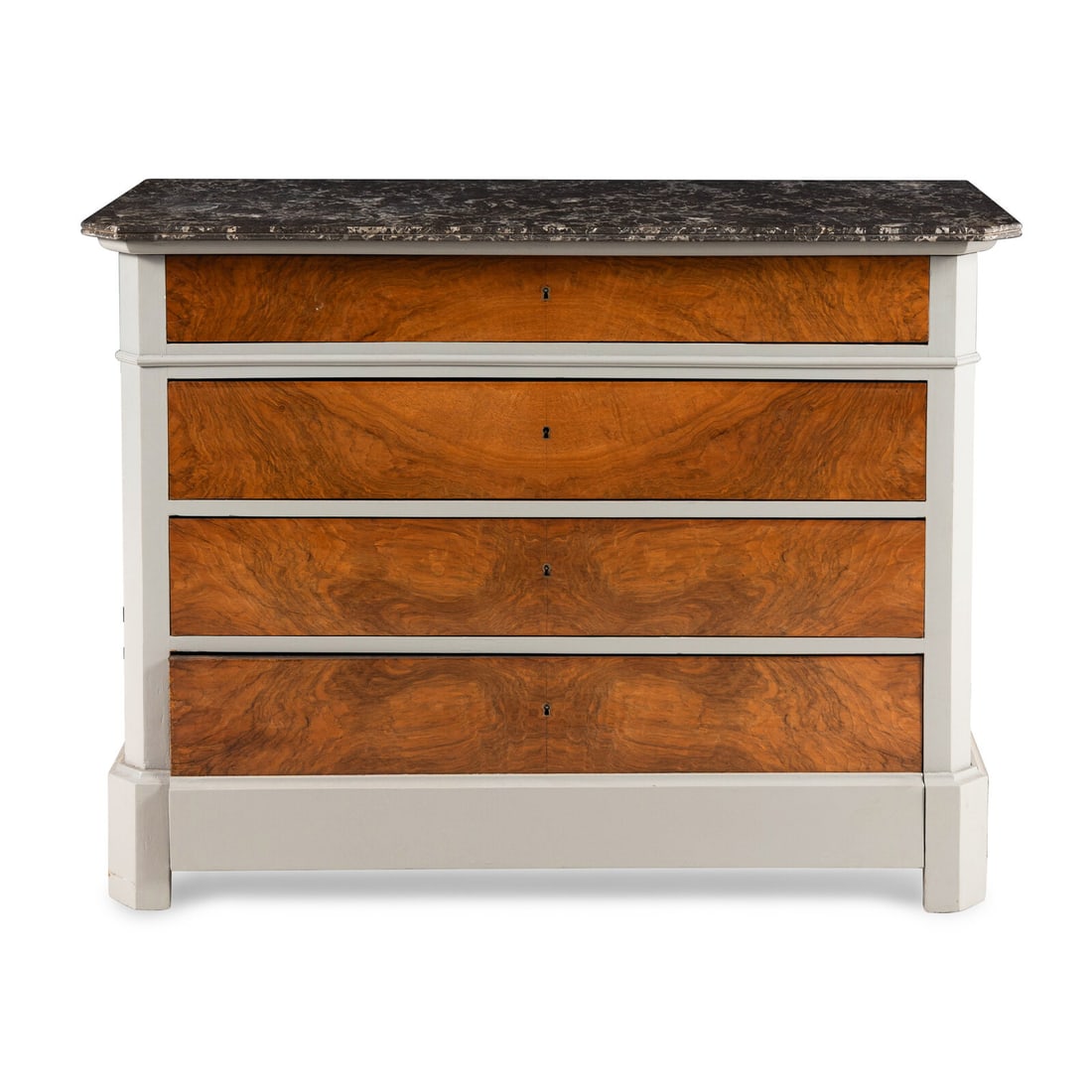 A Louis Philippe Walnut and Gray-Painted Marble-Top Commode (1 of 3)