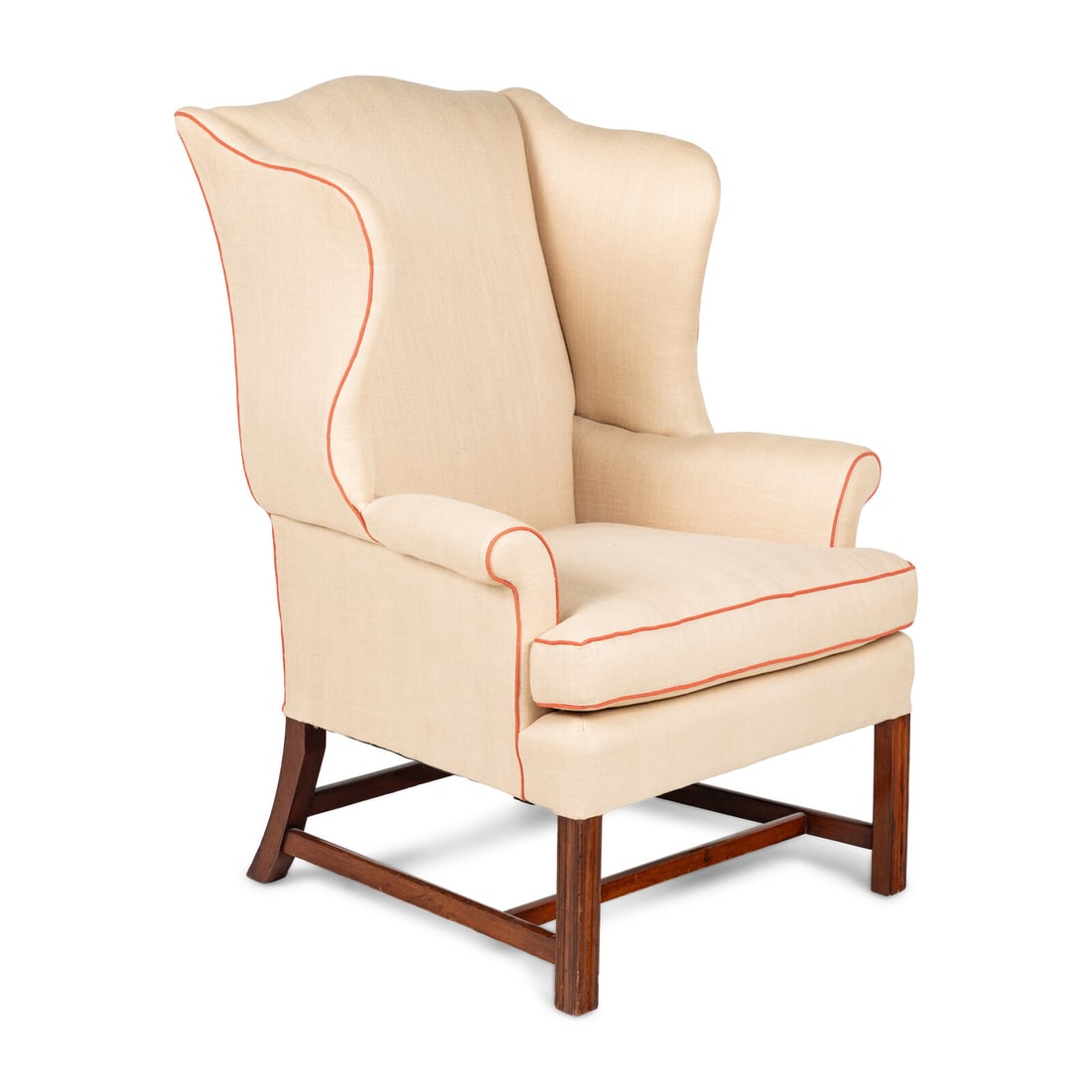 A Georgian Style Wingback Chair: A Georgian Style Wingback Chair 20th Century Height 44 1/2 x width 26 1/2 x depth 28 inches. Property from the Collection of Patricia and Michael Corbett, Kenilworth, Illinois This lot is located in C