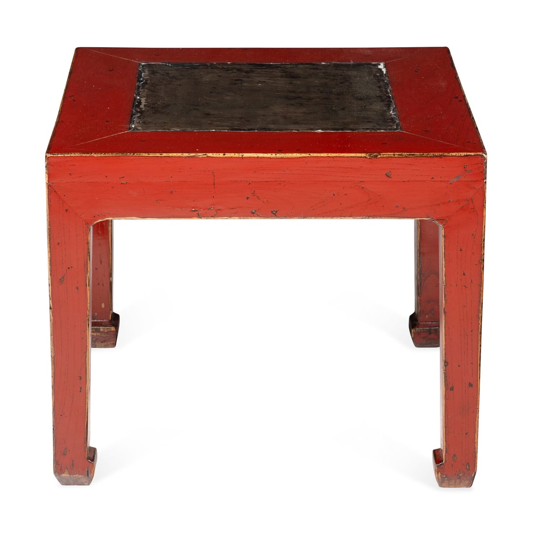 A Chinese Stone-Inset Red Painted Table (1 of 4)