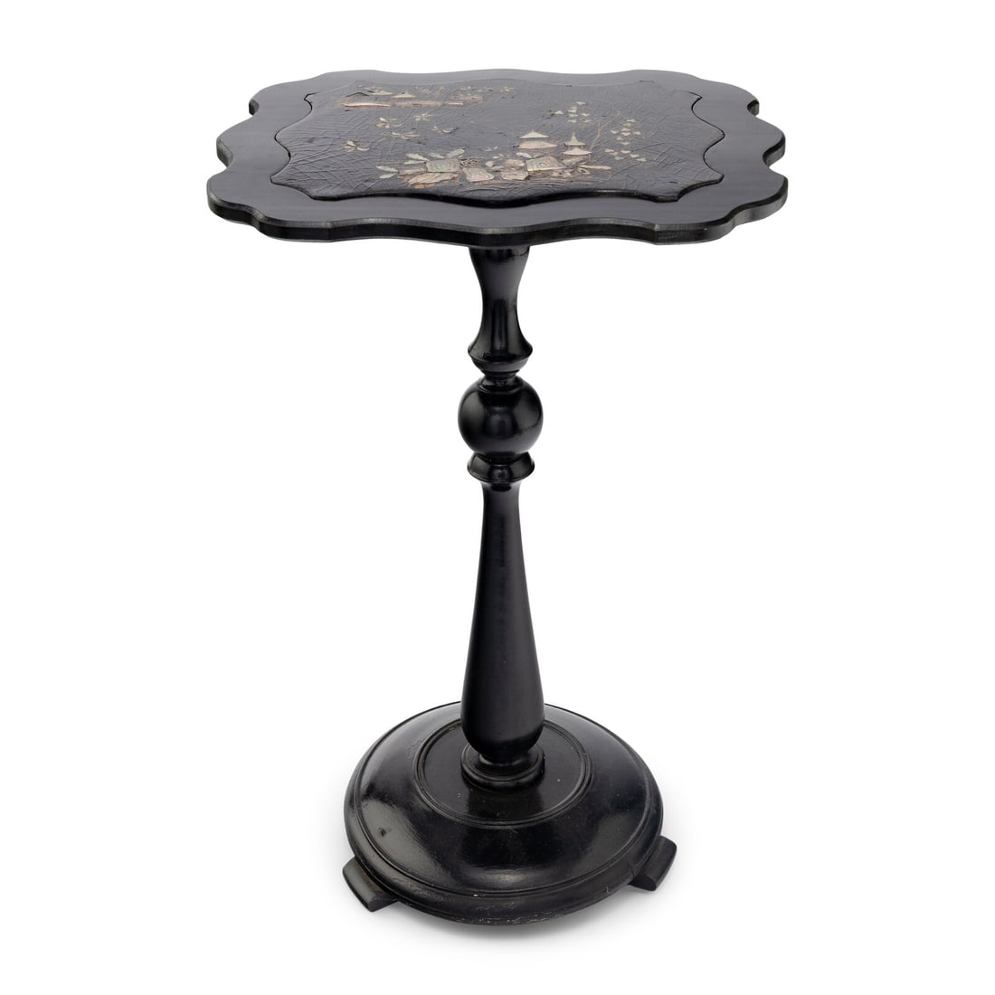 An English Papier M‚chÈ and Mother of Pearl Tilt-Top Table (1 of 3)