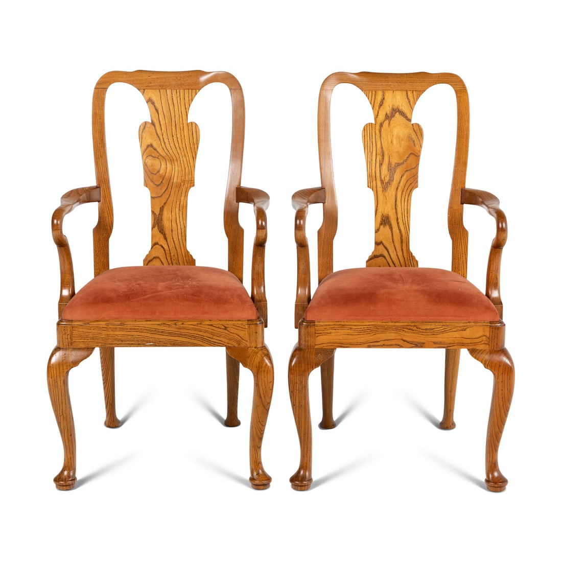 A Pair of Queen Anne Style Oak Armchairs (1 of 3)