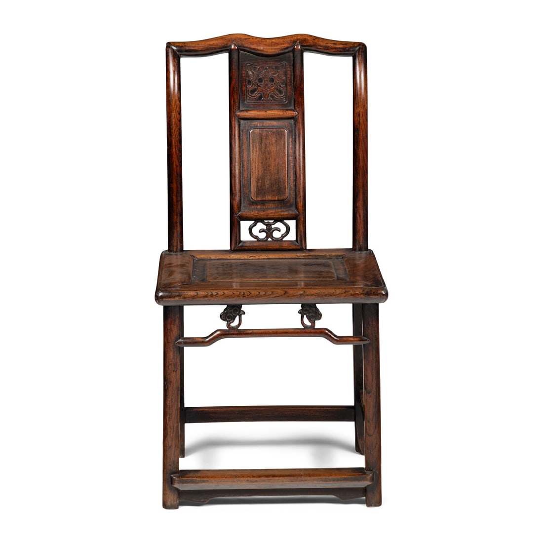 A Chinese Hardwood Side Chair: A Chinese Hardwood Side Chair 19th Century Height 38 1/2 x width 19 1/2 x depth 15 1/2 inches. Property from the Collection of Patricia and Michael Corbett, Kenilworth, Illinois This lot is located in