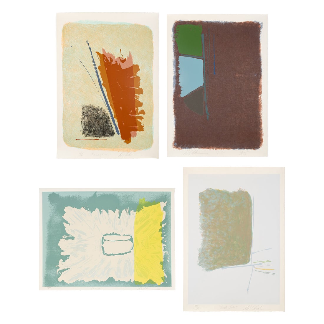 Dan Christensen (American, 1942-2007) Delta Leader, Edo, Kanagana, and Kansas City (four works): Dan Christensen (American, 1942-2007) Delta Leader, Edo, Kanagana, and Kansas City (four works) screenprints each signed, titled, and numbered in pencil 43 x 30 inches. Deaccessioned from the Boca Rat