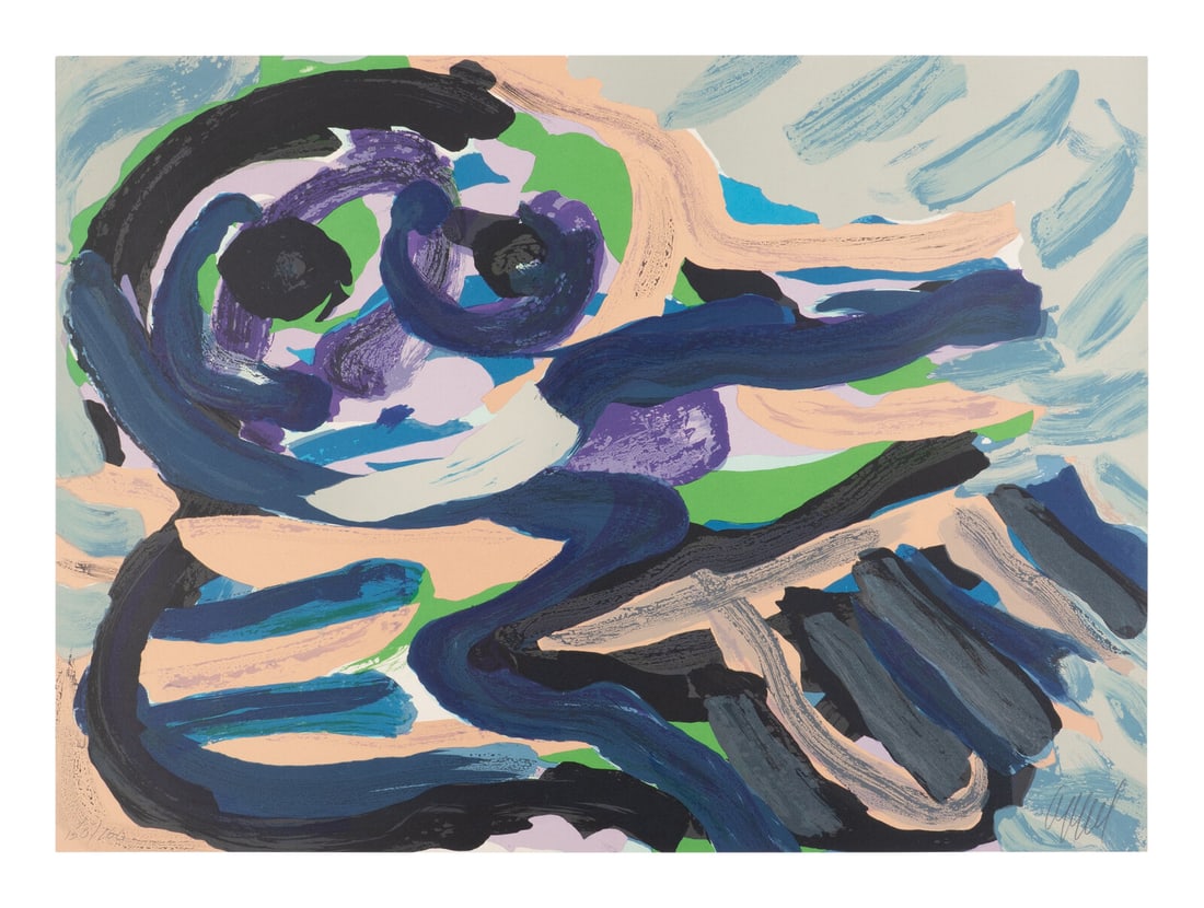Karel Appel (Dutch, 1921ñ2006) Untitled: Karel Appel (Dutch, 1921ñ2006) Untitled color lithograph signed and numbered 150/160 21 1/2 x 29 1/2 inches. Property from the Collection of the Terrance J. Dimoff Charitable Remainder Trust This