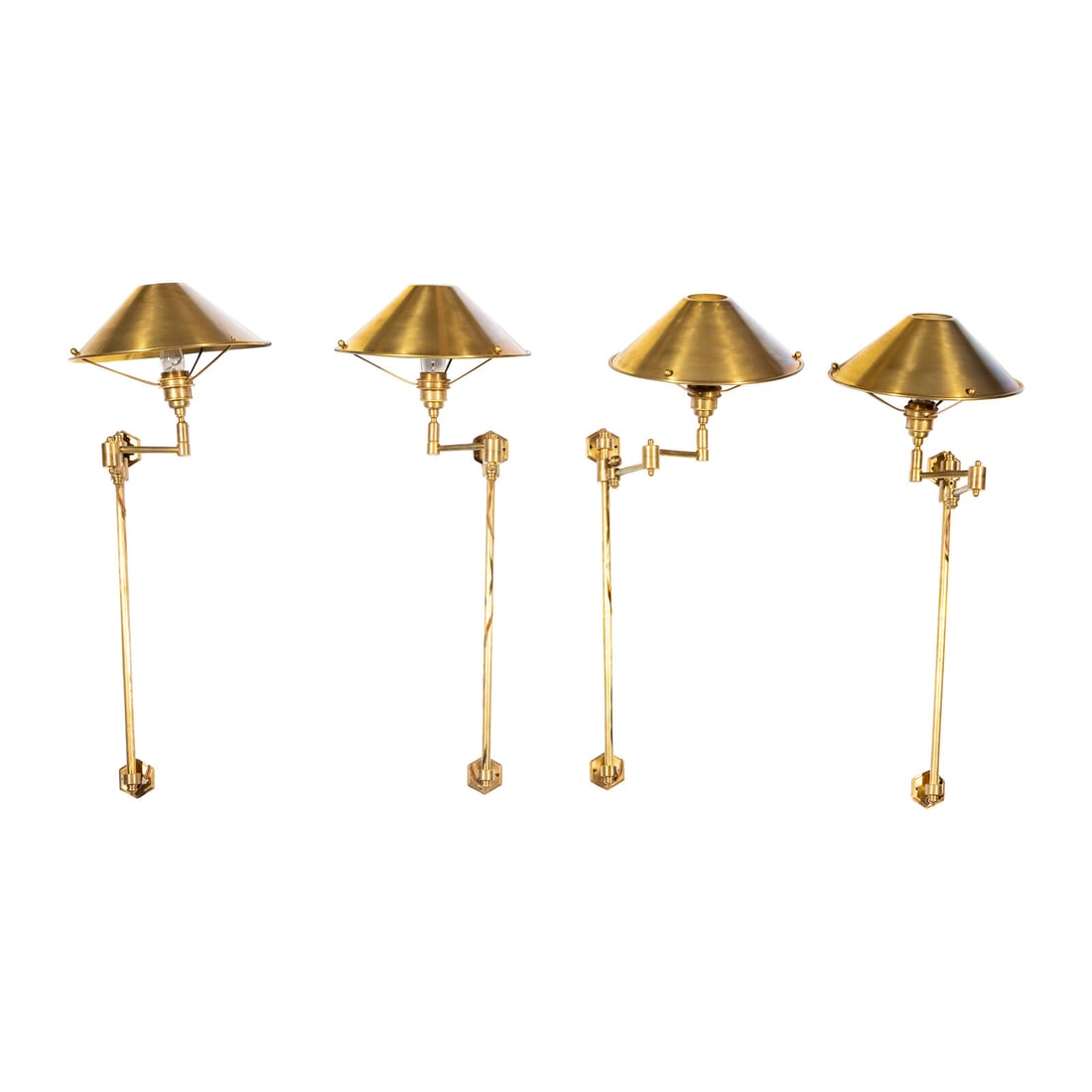 Two Pairs of Besselink and Jones Brass Swivel-Arm Library Lights (1 of 2)