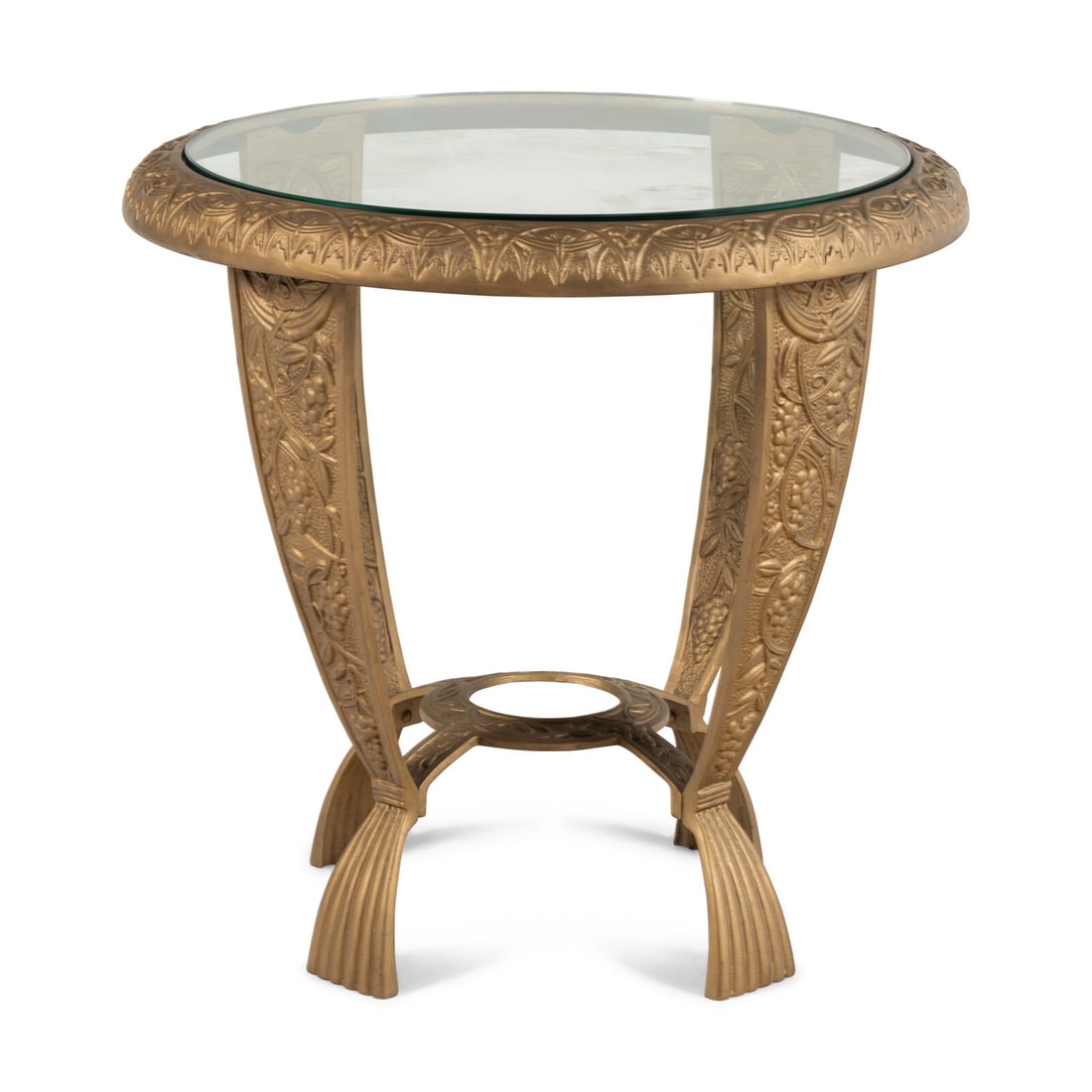 An Art Deco Gilt Cast Iron and Glass Occasional Table (1 of 2)