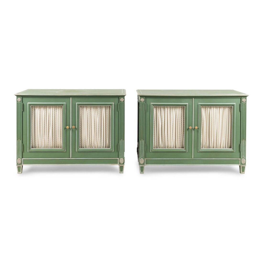 A Pair of Green-Painted Cabinets (1 of 2)