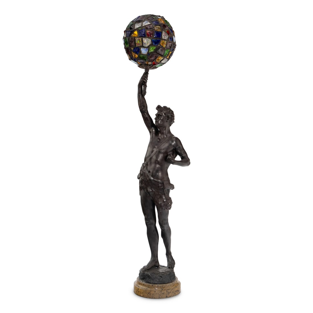 A French Cast Metal and Colored Glass Figural Lamp (1 of 2)