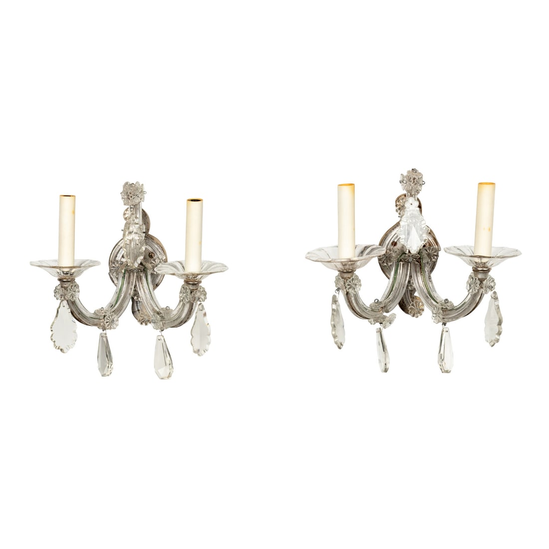 A Pair of Molded Glass Two-Light Sconces (1 of 2)
