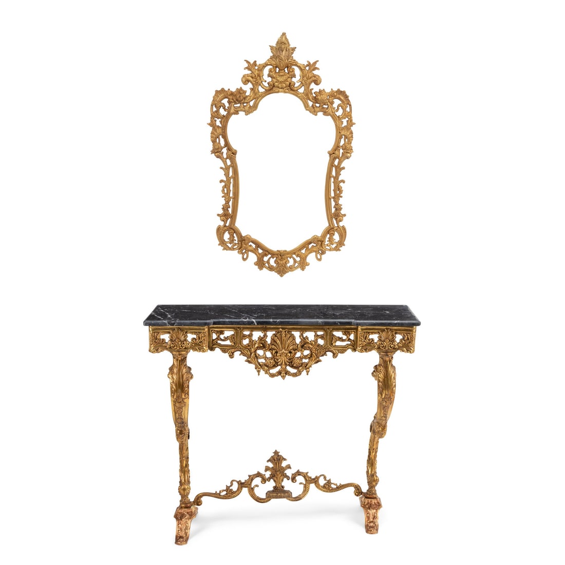 A Louis XV Style Gilt Bronze Console Table and Mirror (1 of 5)
