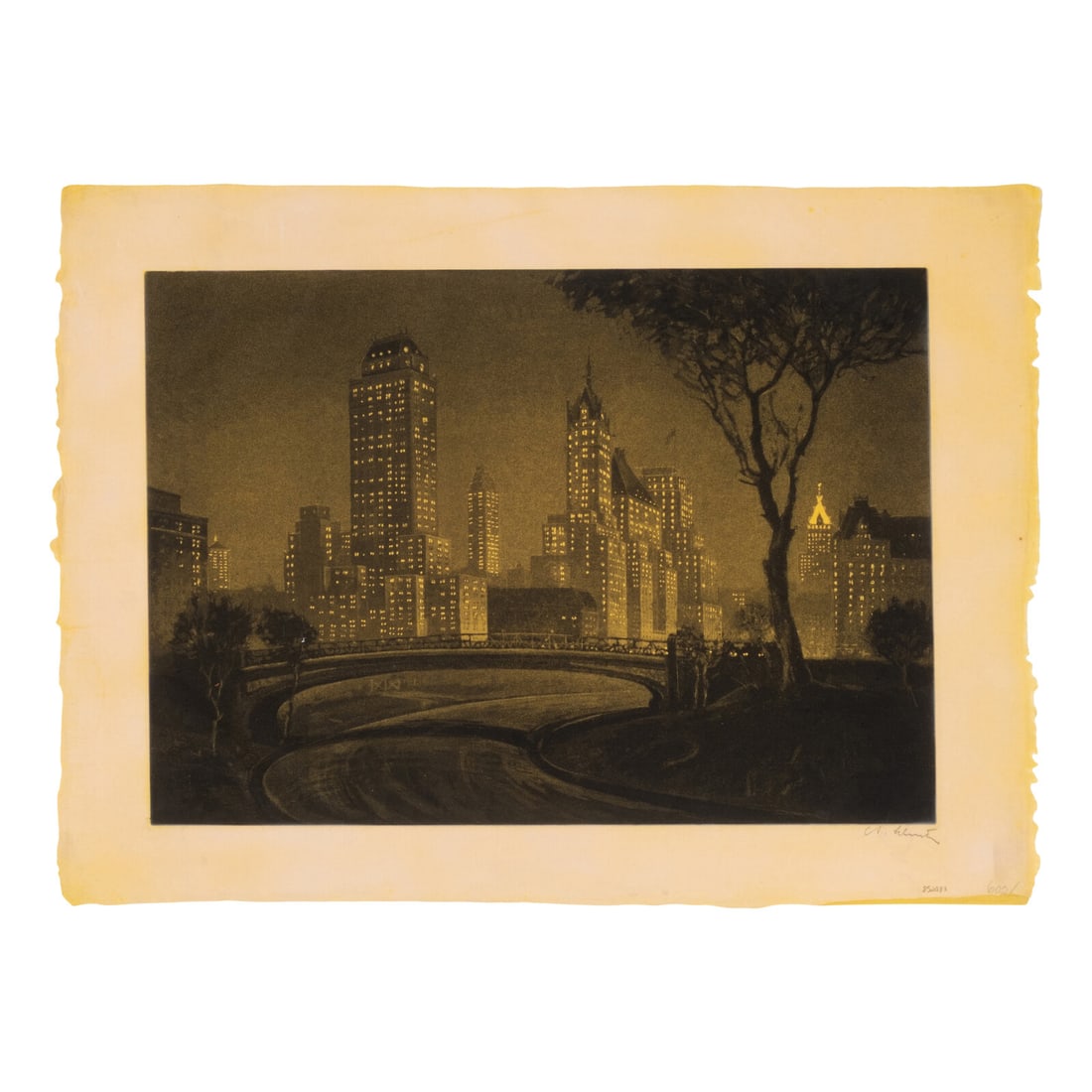 Anton Schutz (German/American, 1894-1977) Plaza Lights: Anton Schutz (German/American, 1894-1977) Plaza Lights aquatint signed in pencil 9 7/8 x 13 7/8 inches. This lot is located in Chicago.