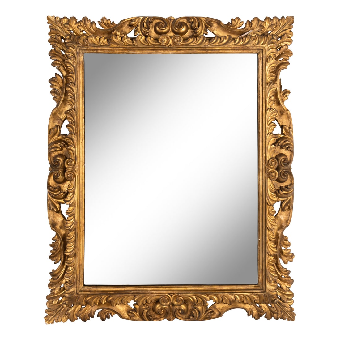 A Continental Giltwood Mirror: A Continental Giltwood Mirror Likely Italian, 19th Centry Height 52 x width 42 x depth 3 inches. This lot is located in Chicago.