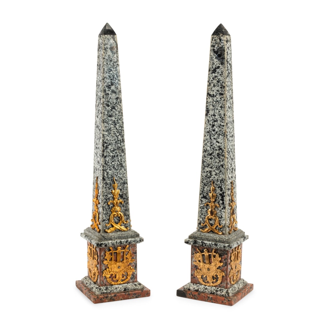 A Pair of Italian Granite and Gilt Bronze Mounted Obelisks (1 of 3)