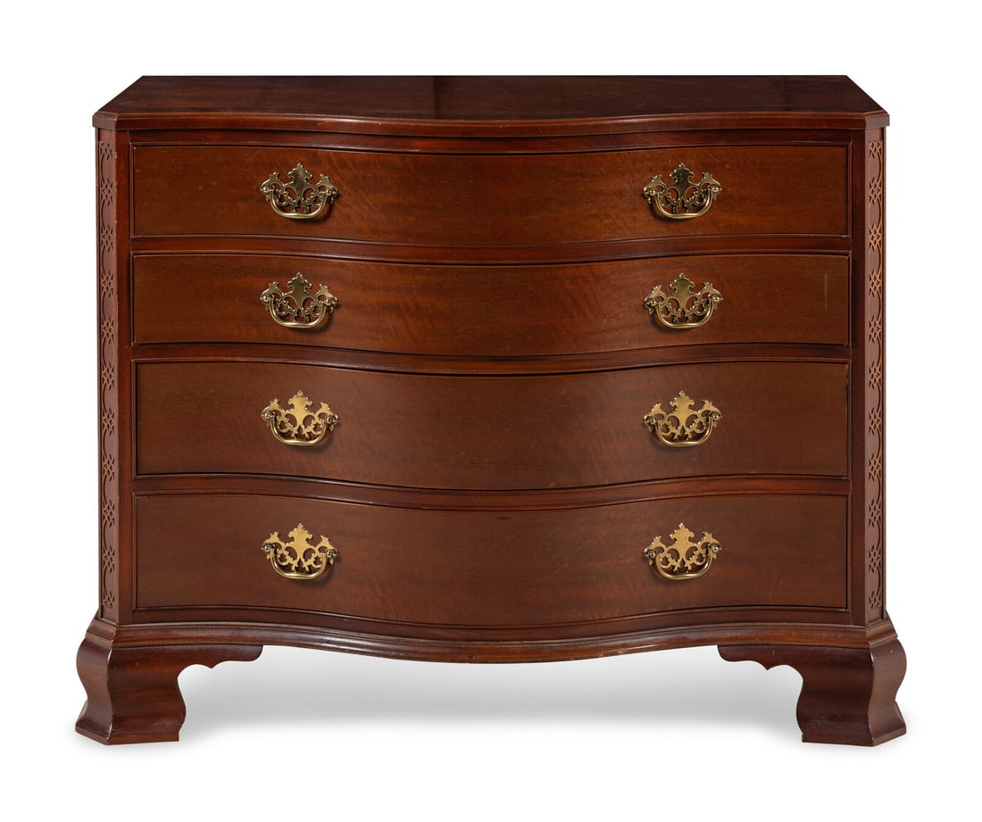 A Pair of George III Style Mahogany Serpentine-Front Chests of Drawers (1 of 2)