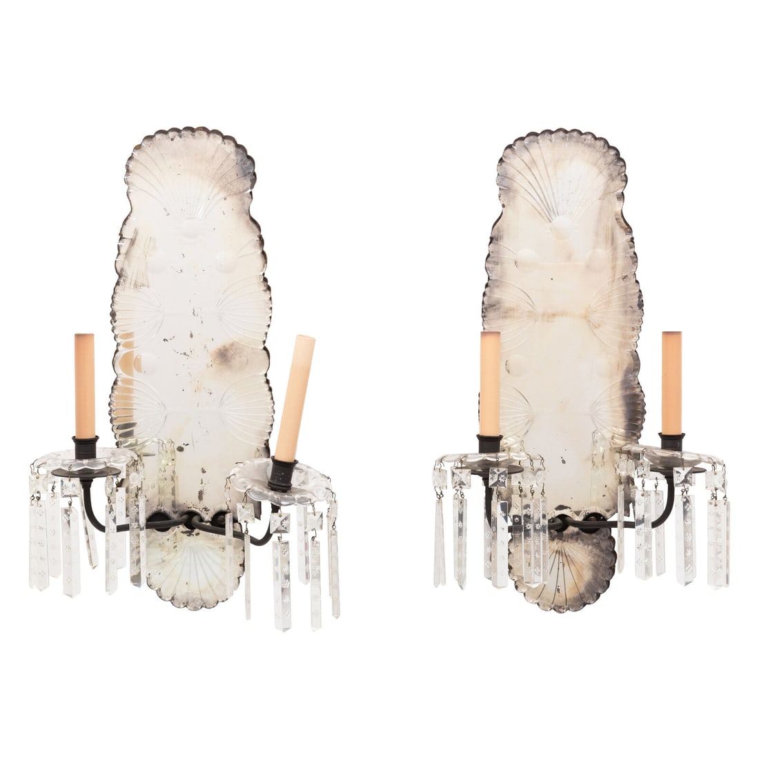 A Pair of Venetian Style Etched Glass Sconces (1 of 2)