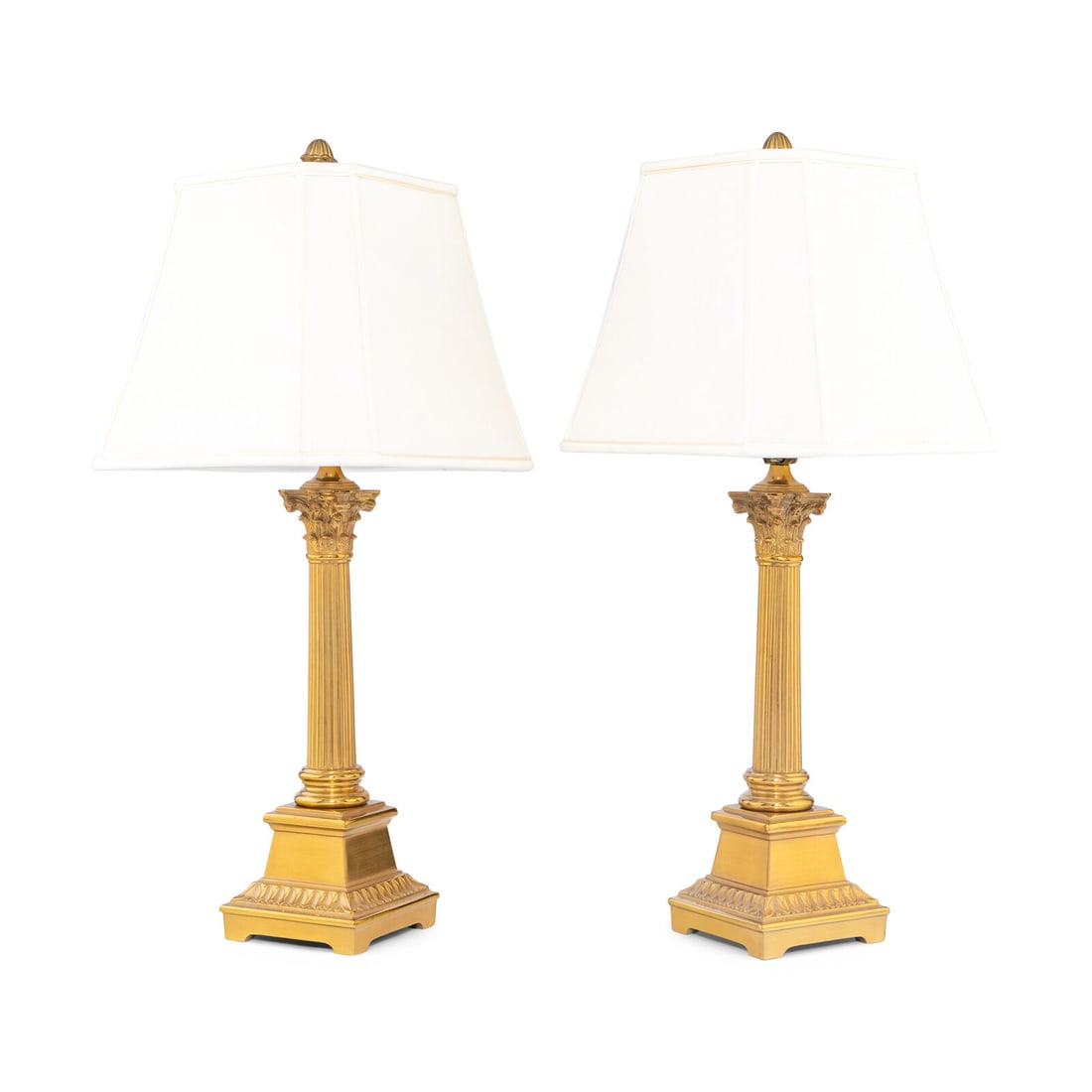 A Pair of Gilt Metal Corinthian Columnar Table Lamps (1 of 2)