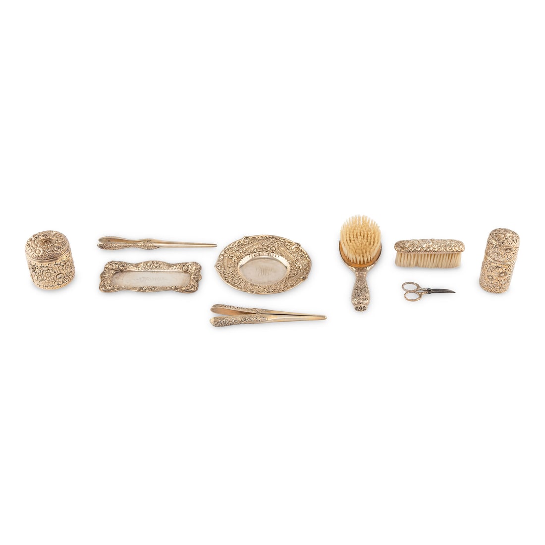 An American Silver Nine-Piece Dresser Set (1 of 2)