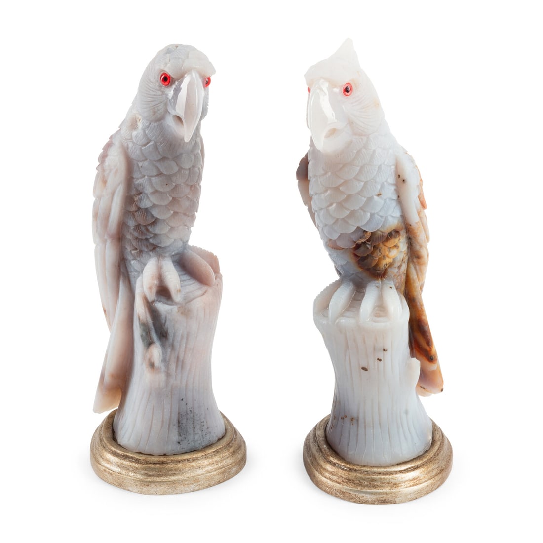 A Pair of Carved Agate Models of Parrots (1 of 3)