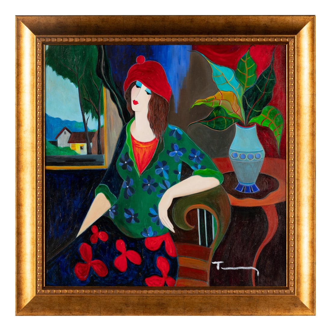 Itzchak Tarkay (Israeli, 1935ñ2012) Amanda: Itzchak Tarkay (Israeli, 1935ñ2012) Amanda acrylic signed lower right 29 1/4 x 29 1/4 inches. This lot is located in Chicago.