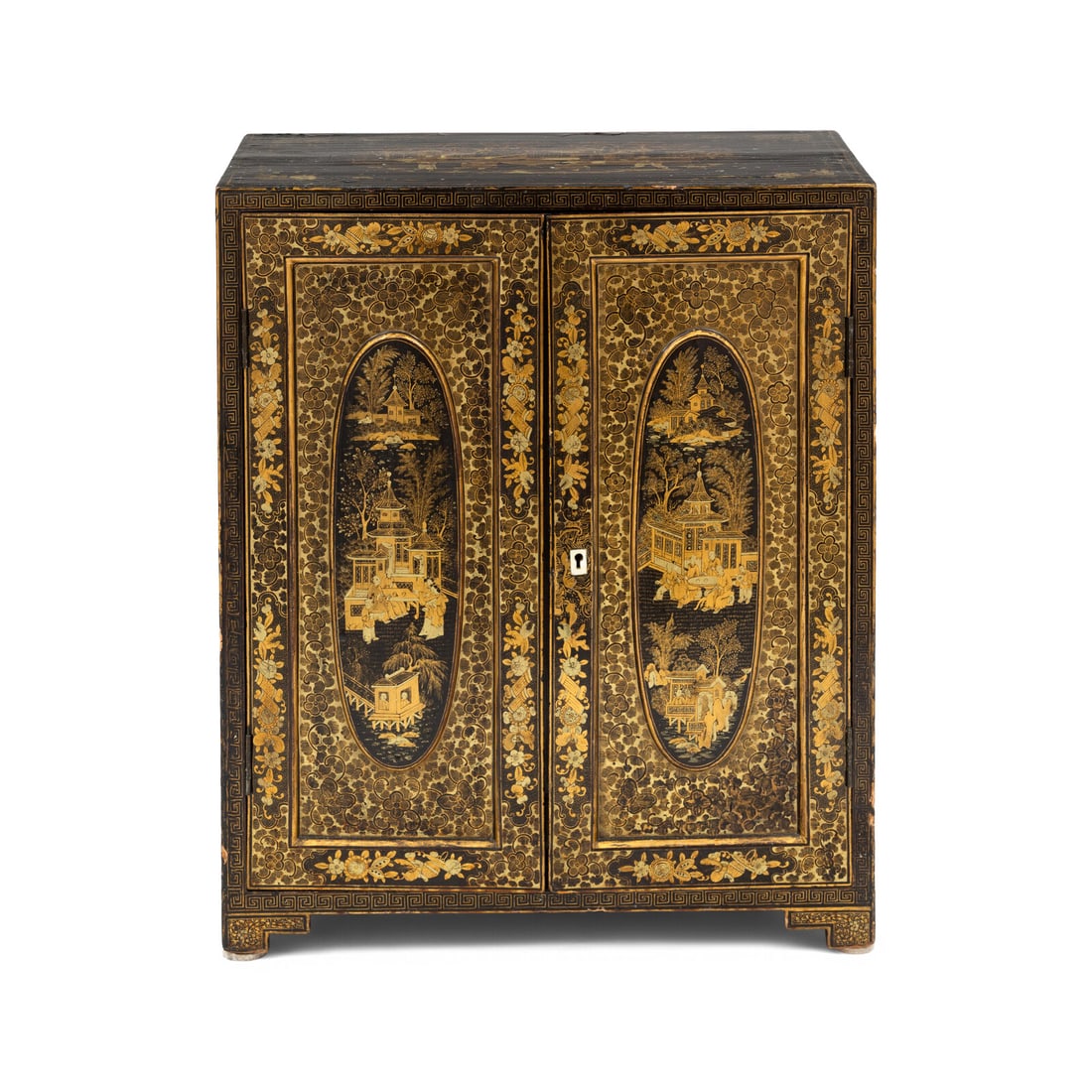 A Chinese Export Black and Gilt Lacquer Collector's Cabinet (1 of 2)