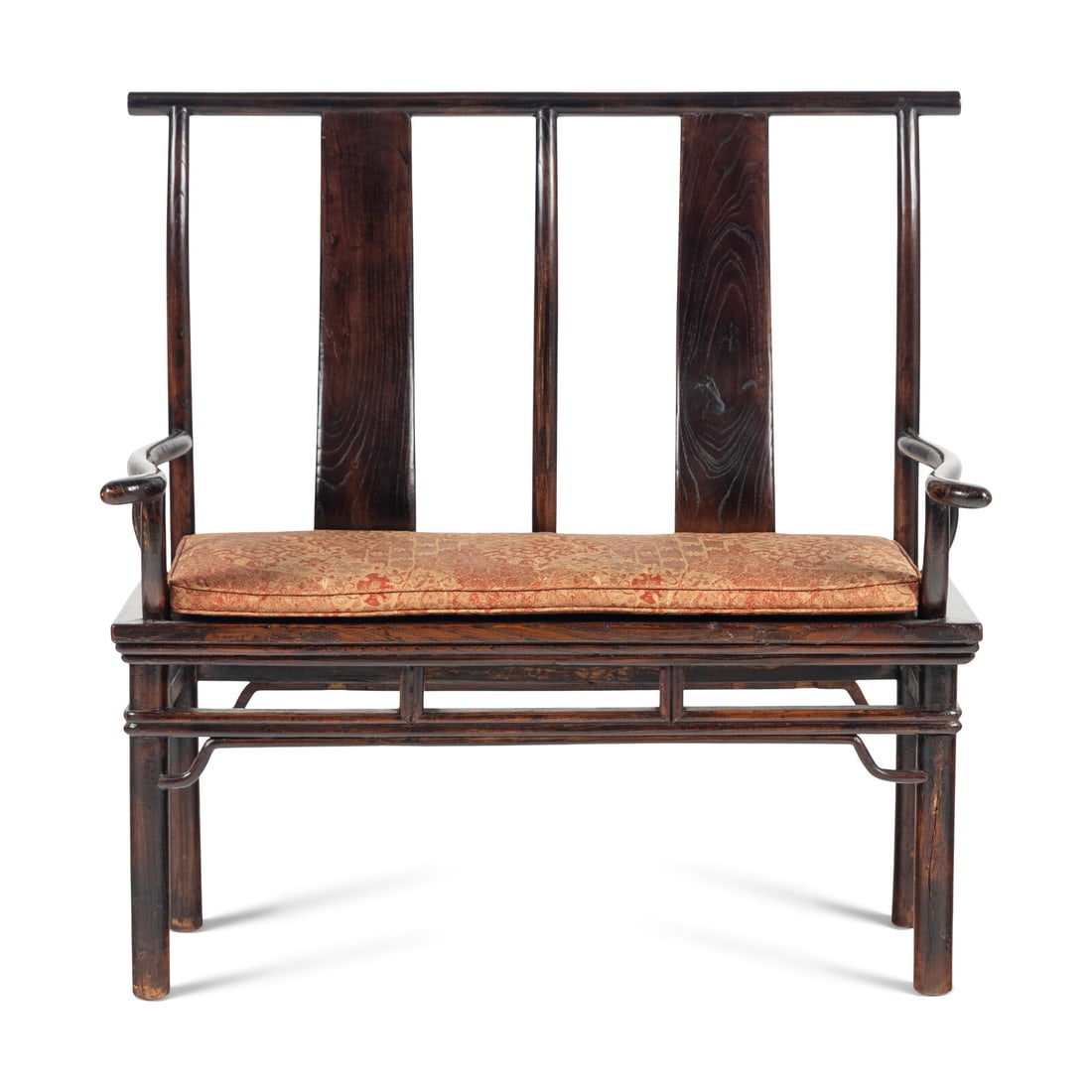 A Chinese Hardwood Bench: A Chinese Hardwood Bench 19th/20th Century Height 43 x width 41 x depth 21 inches. Property from the Collection of James and Judith Klutznick, Chicago, Illinois This lot is located in Chicago. Provena