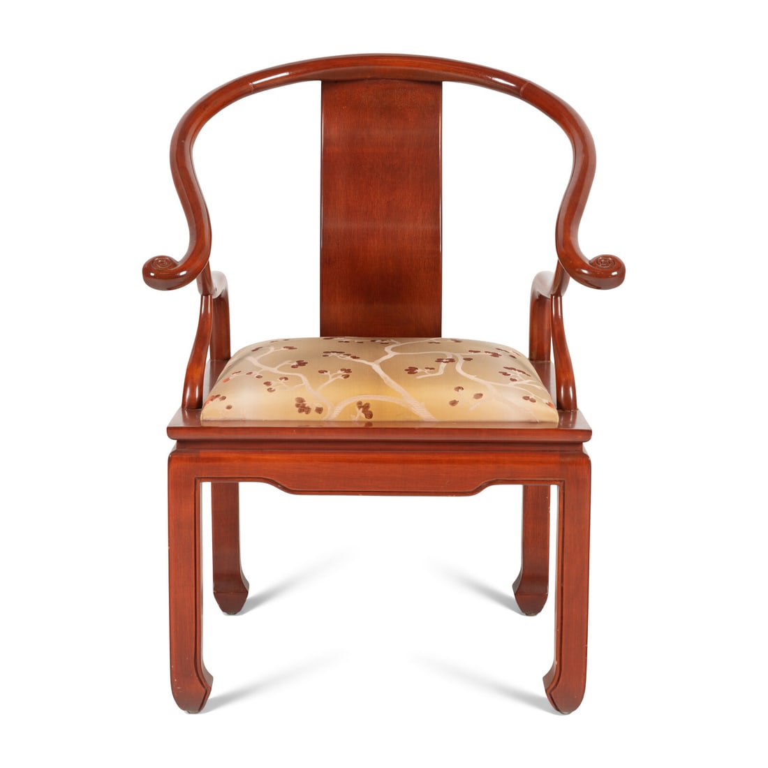 A Contemporary Chinese Red Lacquer Yoke-Back Armchair (1 of 2)