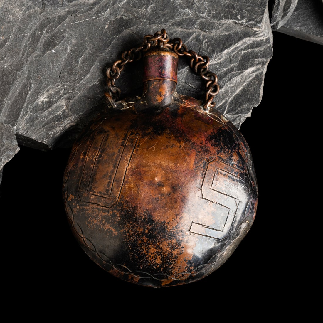 Navajo or Pueblo Copper Canteen, with Engraved Rattlesnakes (1 of 4)