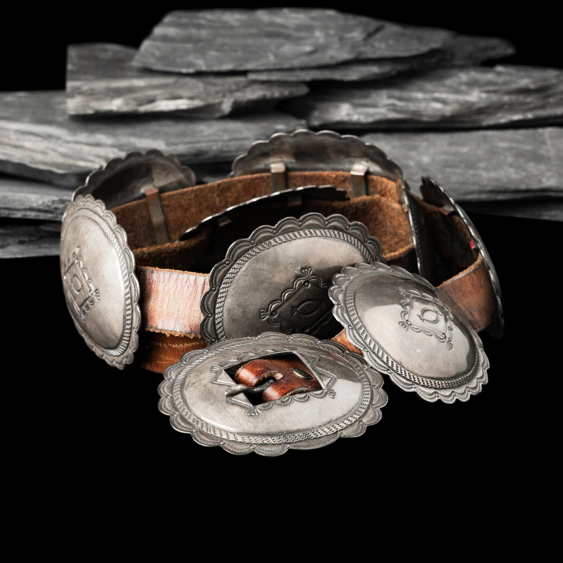 Navajo Silver Concha Belt - 2