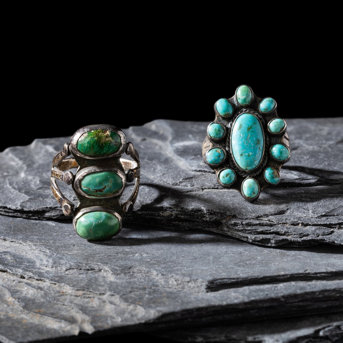 Navajo Silver and Turquoise Rings (1 of 3)