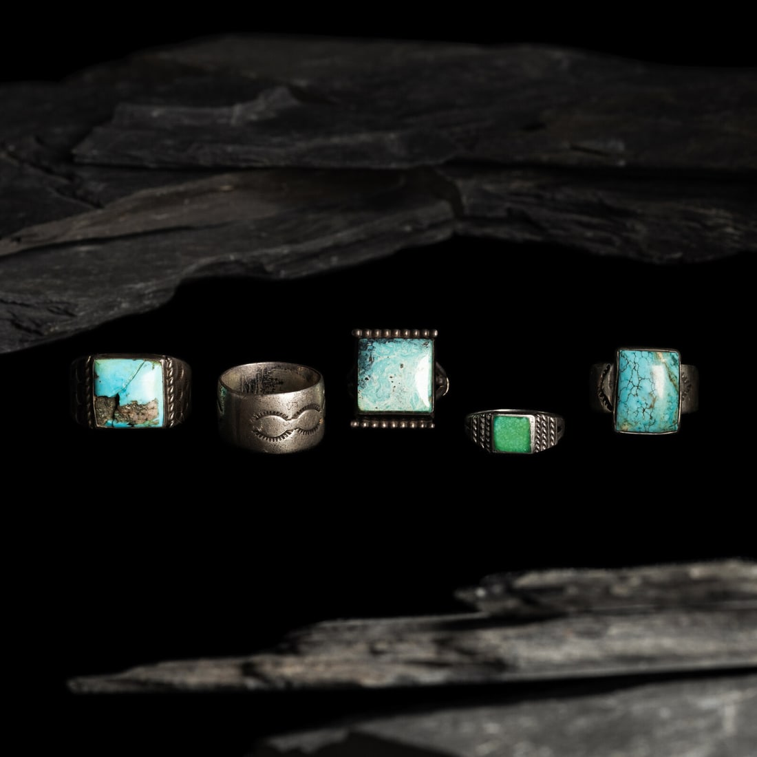Navajo Silver and Turquoise Rings (1 of 2)